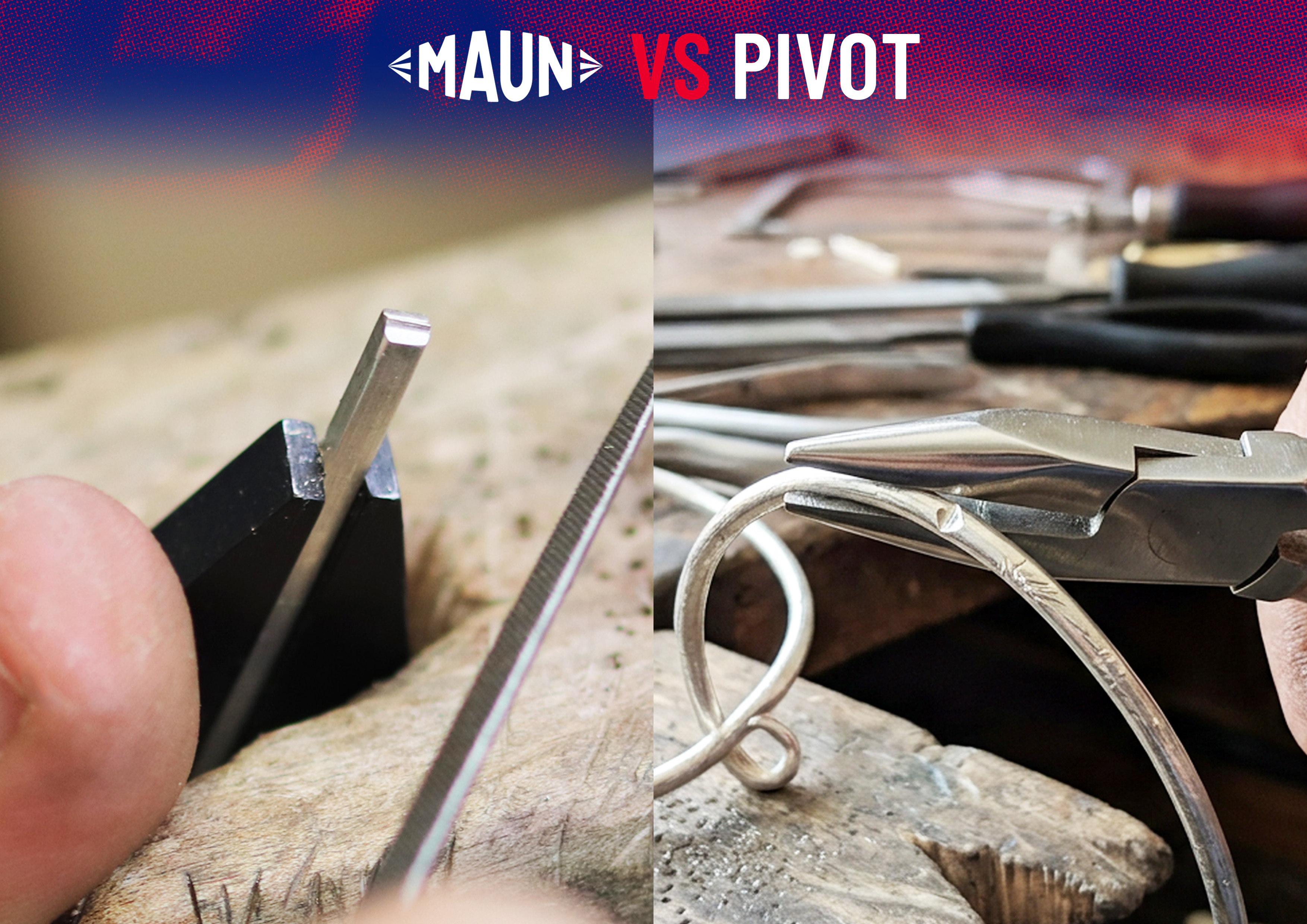 Maun VS Pivot Action Maun jewellery plier gripping wire without damage, pivot action jewellery plier causing indents and scraps